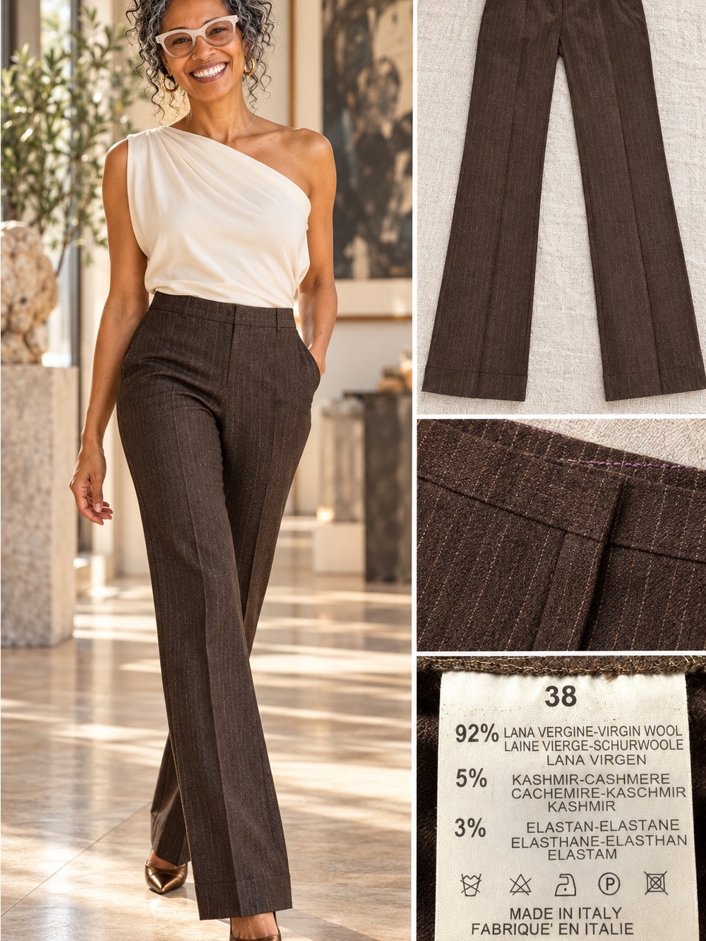 Missoni Dark Brown Pinstripe Dress Trousers Size 38 (Italy)